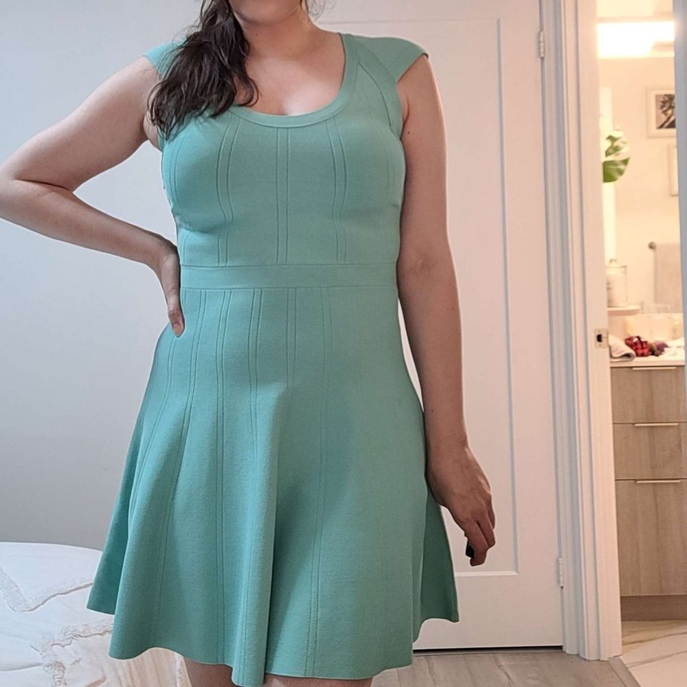 Guess Teal Short Sleeve Flair Dress - Size M